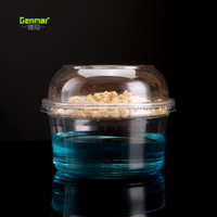 Bols jetables transparents personnalisés avec logo pour la crème glacée, le yaourt, les desserts, les contenants à emporter, les bols à açaï, paroi simple avec couvercle