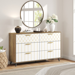 Armoire de rangement blanche moderne de luxe avec 6 <span class=keywords><strong>tiroirs</strong></span> Grande <span class=keywords><strong>commode</strong></span> Armoire de salon en bois pour entrée chambre - Product Image 6