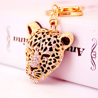 Pendentif de sac Léopard Doré, Breloque Léopard, Porte-clés en strass dorés, Tête de guépard mignonne, Chaîne de porte-clés pour sac à main, Ornement pour portefeuilles