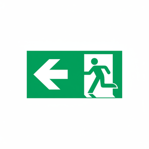 Uscita di emergenza segno freccia sinistra-150 in PVC luminescente * 300 mm - Product Image 2