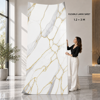 Papier peint auto-adhésif en marbre fin blanc gris doré de 1 mm, 1,2 x 3 m, feuilles IXPE pour les murs décoratifs des chambres d'hôtel