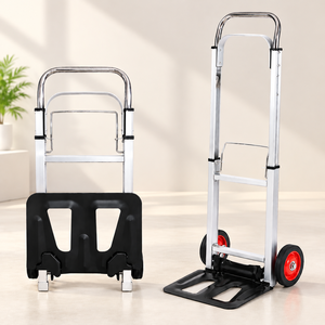 Chariot à plateforme pliable en aluminium à deux roues, argenté, OEM, outils portables pour le déménagement et le stockage - Product Image 1