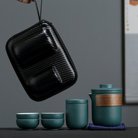 Ensemble de thé portable de 230 ml pour les voyages, théière en verre avec infuseur et 3 tasses en céramique pour le thé en feuilles Gongfu