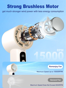 Ventilador Portátil de Mano, 5 Velocidades, Enfriamiento Ultra Rápido, Pantalla LED, Núcleo de Cerámica de Hielo, Recargable, Mini, Compatible con Coche, Plegable - Product Image 3