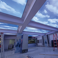 Panneaux de plafond tendu en aluminium avec éclairage LED pour hall d'hôtel, avec membrane souple en tissu PVC effet ciel nuageux