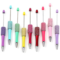 Bling Diamond Glitter Beaded charm Recarga de tinta Bolígrafo en blanco DIY Beaded Crystal Pearl Pens Bolígrafo