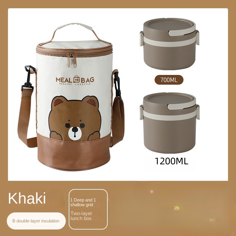 khaki-700ml+1200ml+Lunch box bag