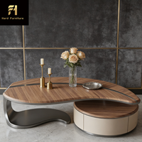 Table basse de salon en bois de style nordique minimaliste en forme de feuille, table basse design postmoderne de haute qualité