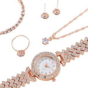 Women's Jewelry Gift Set 5 Pcs Quartz <b>Watch</b> Bracelet Ring Girl's Gift Set with Box - Product Image 3