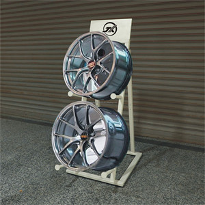 Support d'exposition de jantes de voiture en métal <span class=keywords><strong>avec</strong></span> revêtement en poudre, moderne, personnalisé, portable, à 6 étagères, mural/sur pied, pour voitures particulières - Product Image 2