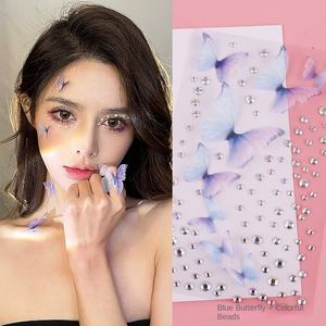 FX-T382 Aurora papillon visage Patch temporaire enfants scène maquillage sourcils lumineux perceuse larmes <span class=keywords><strong>tatouage</strong></span> autocollants maquillage des yeux - Product Image 2
