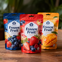 Sac d'emballage refermable en plastique avec logo personnalisé pour fruits congelés (fraises, framboises, cerises)