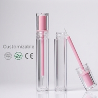 Gloss à lèvres coloré cosmétique 4 ml, transparent rose, avec applicateur en silicone, tubes vides en plastique, personnalisable