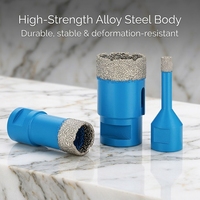 Foret diamanté brasé sous vide pour le perçage du béton, du granit, du marbre, de la porcelaine et des carreaux, conception à rainures en U, longueur totale 60/62 mm, M14