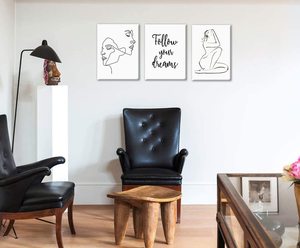 Ragazza moderna linea minimalista decorazione murale pittura arte astratta figura del corpo appeso pittura per la decorazione domestica - Product Image 3