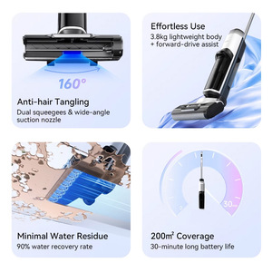 Proclean Chất lượng cao 10 ngôn ngữ giọng nói nhắc nhở không dây ướt và khô Máy hút bụi tự làm sạch máy giặt sàn cho nhà - Product Image 4