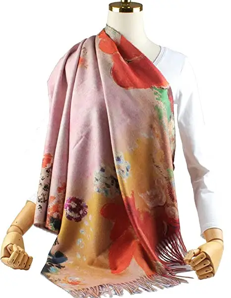 Mềm Cashmere cảm thấy khăn cho Phụ nữ mùa đông chiếc khăn ấm lớn Shawl quấn Monet Van Gogh nghệ thuật in