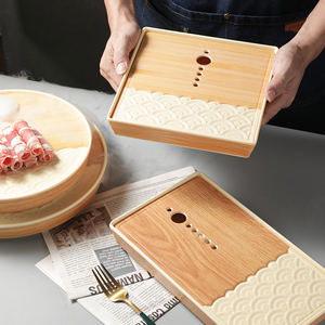 Plato de Sushi de melamina de grano de madera de estilo <span class=keywords><strong>japonés</strong></span> bandeja de pescado Sashimi de hielo <span class=keywords><strong>seco</strong></span> para restaurante y uso doméstico - Product Image 4