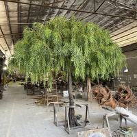 Arbre de saule artificiel réaliste en fibre de verre avec tronc en bois massif pour décoration intérieure et extérieure, aménagement paysager commercial