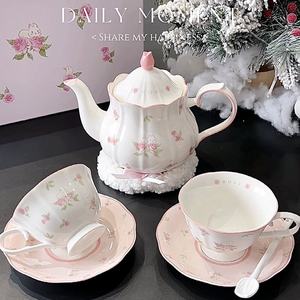 French Romantic <b>Pink</b> Porcelain Cup and Saucer with Teapot <b>Gift</b> <b>Box</b> Set Vintage Rose Rabbit Coffee Afternoon Tea Eco-Friendly - Product Image 5