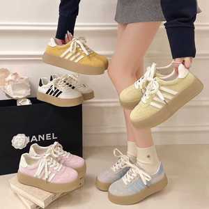 <span class=keywords><strong>Sneakers</strong></span> à lacets en similicuir suédé personnalisées avec logo pour femmes, style décontracté, chaussures de tennis - Product Image 2