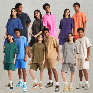 Set Estivo Personalizzato per <span class=keywords><strong>Uomo</strong></span> e <span class=keywords><strong>Donna</strong></span>: T-Shirt 100% Cotone 250G e Pantaloncini 420G, Stile Vintage Oversize - Product Image 2
