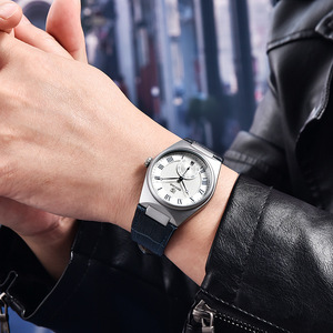 Montre à quartz analogique pour homme Benyar, boîtier en alliage de 12 mm, boucle en acier inoxydable, bracelet en cuir, étanche, calendrier, aiguilles antiques de 40 mm - Product Image 4