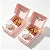 Boîte à biscuits personnalisée de qualité alimentaire avec tasse à café, boîte à gâteaux rectangulaire pliable biodégradable pour emporter des desserts
