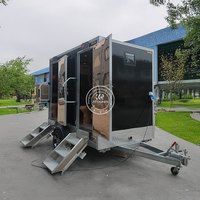 Remorque de toilettes et de douches mobiles de luxe à 2 postes, modèle VIP, pour extérieur