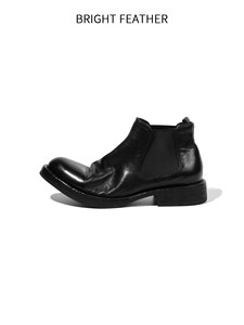 Bottes <span class=keywords><strong>Chelsea</strong></span> courtes d'hiver en cuir de cheval de style britannique, à enfiler, pour hommes, en cuir véritable, fabriquées à la main, chaussures vintage - Product Image 4