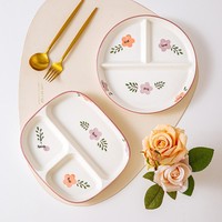 Assiette de contrôle des portions en céramique écologique à compartiments pour enfants et adultes - Compatible micro-ondes et lave-vaisselle