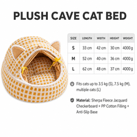 YAOYUE Lit pour chat en peluche, type grotte, avec rideau en forme de tête de chat, nid douillet en peluche de mouton, maisonnette d'intérieur pour chat