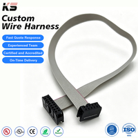 KS KS-YAN-07-09 Konektor IDC Pitch 2.54mm Kabel Datar Abu-abu 10pin Perakitan Kabel Fleksibel Pita Harness Kabel