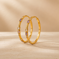 Bracciali in Acciaio Inossidabile Dorato per Donne, 2 Stili Impermeabili con Zirconi Multicolore, Regalo per Lei, Resistenti all'Ossidazione
