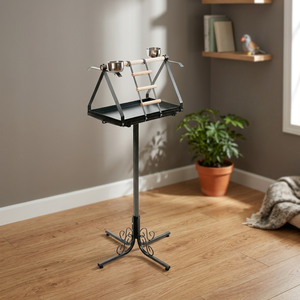 Eco-Friendly Black Wrought Iron <b>Bird</b> Parrot Play <b>Stand</b> - Product Image 2