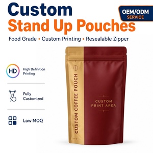 Doypack Mate Impreso Personalizado para Café de Champiñones, Café <span class=keywords><strong>Molido</strong></span> Arábica y Mezcla de Café, Envase de Bebidas Resellable con Base - Product Image 1