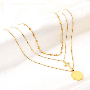 Collar con colgante personalizado de acero inoxidable 316L, chapado en oro PVD de 14K/18K, joyería fina de moda, collar con cruz dorada para mujer. - Product Image 4