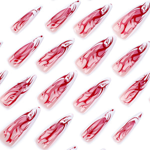 <span class=keywords><strong>Uñas</strong></span> postizas acrílicas mecánicas estilo <span class=keywords><strong>Halloween</strong></span> al por mayor, 24 unidades, de almendra, stiletto, mariposa, largas - Product Image 4