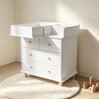 Meuble de chambre d'enfant multifonctionnel, commode en bois blanc avec 4 tiroirs, table à langer avec fonction de change