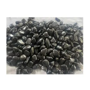 Polished natural stone small black pebbles for garden decoration