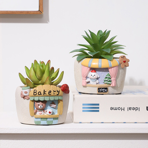 Pots à <span class=keywords><strong>plantes</strong></span> succulentes à thème ROOGO de dessin animé, personnages animaux, thé au lait/glace/<span class=keywords><strong>boulangerie</strong></span>, pot à fleurs pour bureau, maison et <span class=keywords><strong>jardin</strong></span> - Product Image 2