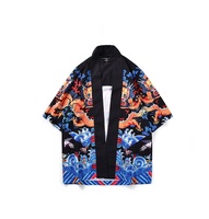 Mode Hommes Kimono Cardigan En Mousseline de Soie Dragon Veste Décontracté En Gros