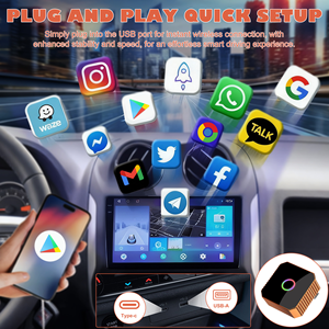 Adaptateur sans fil CarPlay Android Auto, système automobile intelligent, streaming musical, navigation, module portable USB Type-C, garantie 1 an - Product Image 6