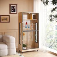 Volière pour oiseaux en verre trempé écologique en bois d'intérieur, maison pour oiseaux moderne faite à la main