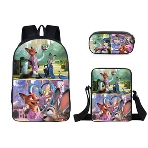 Hotverkopende Cartoon Zoo Rugzak 3-delige Set - Rugzak, Schooltas, Etui, Kleine Schoudertas - Groothandel - Product Image 4