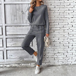 Dropshipping Shopify 2025 Fall Winter <b>Womens</b> <b>Hooded</b> <b>Cardigan</b> Slim Fit Hoodie Wide Leg Pants Two Piece Set - Product Image 4