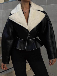 <span class=keywords><strong>Chaqueta</strong></span> de Mujer Personalizada de Piel de Cordero Genuina, <span class=keywords><strong>Chaqueta</strong></span> de Invierno de Manga Larga con Cremallera y Ajuste Entallado - Product Image 1