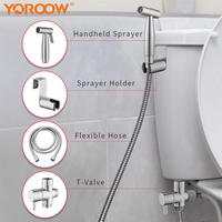 Ensemble de bidet WC en acier inoxydable, pulvérisateur portatif moderne en nickel brossé, facile à utiliser pour la salle de bain, directement de l'usine
