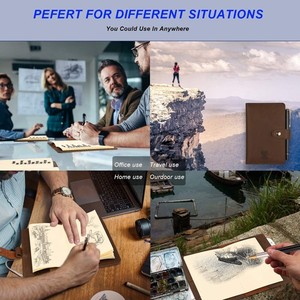 Copertina di giornale in pelle per note sul campo Notebook in pelle a grana personalizzata Notebook incluso Penna per appunti - Product Image 2