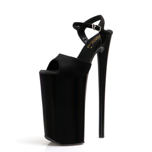 Flock 26cm trasparente Peep Toe Sexy Fetish nero fondo spogliarellista Nightclub regina 10 pollici esotico ballerino Pole Dance tacco alto sottile - Product Image 1